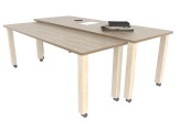 Dubbele tafel essen poten verrijdbaar Grey craft oak Tangara Groothandel voor de Kinderopvang Kinderdagverblijfinrichting